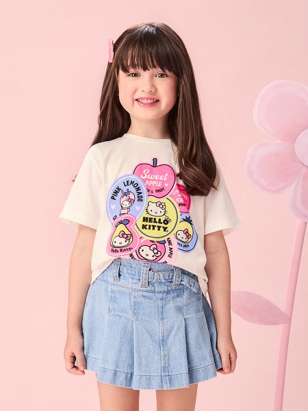 Blusa Infantil Menina de Etiquetas da Hello Kitty Momi