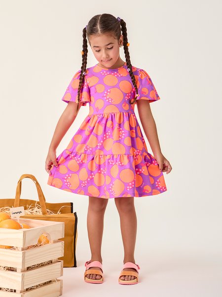 Vestido Infantil Neon com Poá da Bimbi