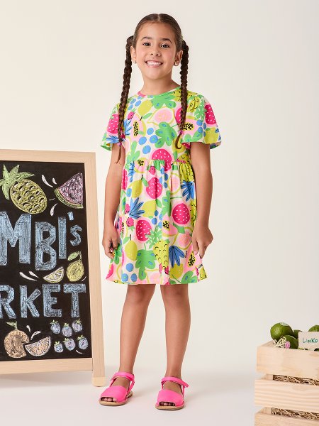 Vestido Infantil Tropical Vibes Bimbi
