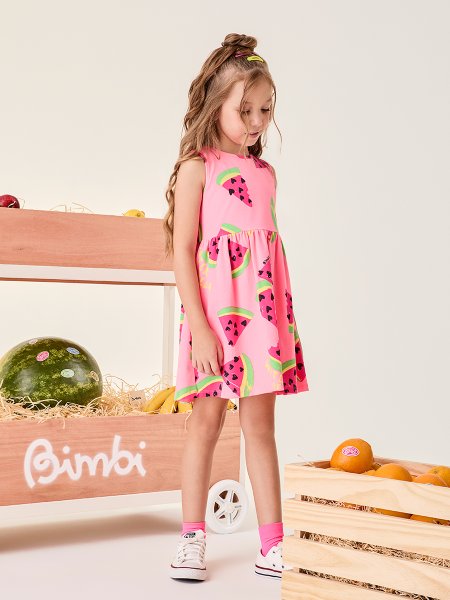 Vestido Infantil Rosa Watermelon Bimbi