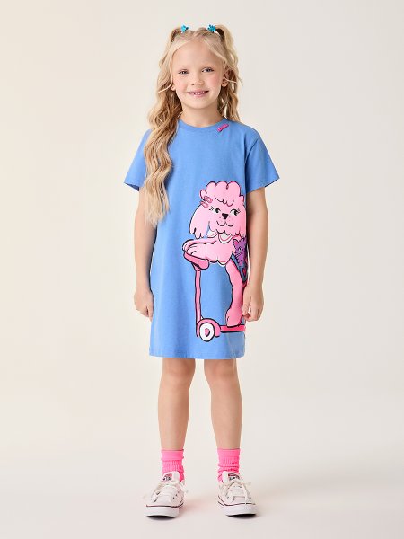 Vestido Infantil Azul Dogs Bimbi