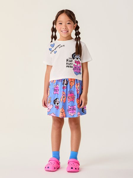 Conjunto Infantil Menina Bimbi Azul Pets Happy Having Fund