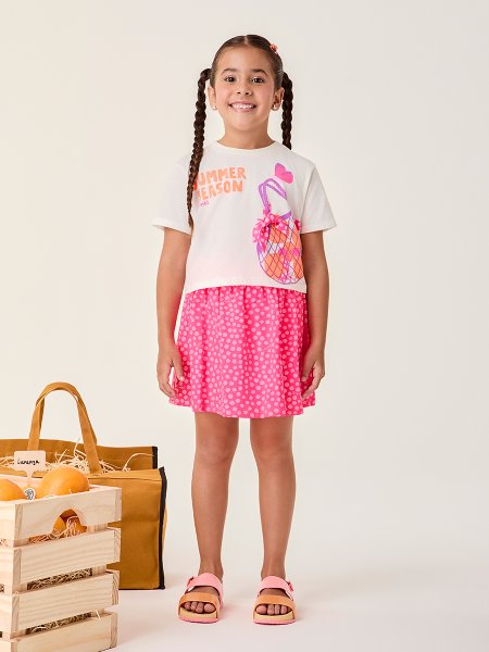 Conjunto Infantil Menina Bimbi Summer Season com Poá e Lenço