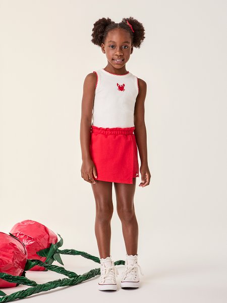 Conjunto Infantil Menina Vermelho Bordado Bimbi