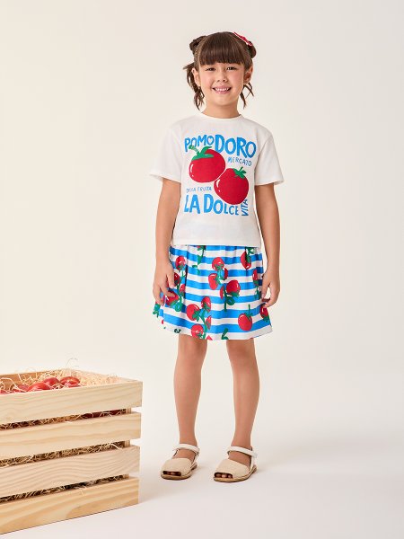 Conjunto Infantil Menina com Listras Azuis Bimbi