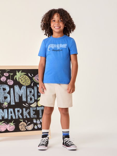 Camiseta Infantil Menino Bimbi Azul Crocodile Is a Bimbi Friend