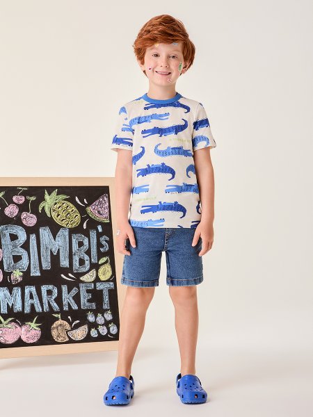Camiseta Infantil Menino Bimbi Azul Crocodile