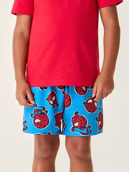 Bermuda Infantil Marvel Homem Aranha Azul Bimbi