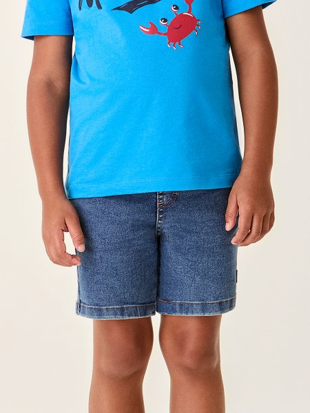 Bermuda Jeans Infantil Menino com Cadarço Bimbi