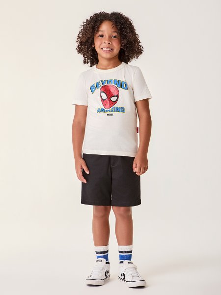 Camiseta Infantil Marvel Homem Aranha Off White Bimbi