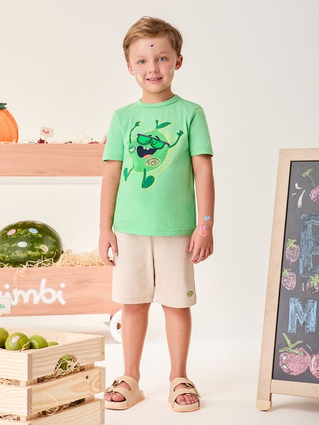 Cj T-Shirt Limão Bimbi E Bermuda Bimbi Menino