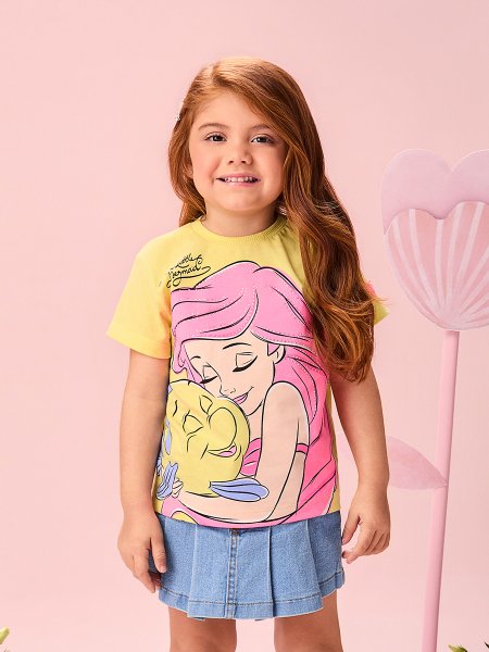 Blusa Infantil Menina Little Mermaid and Friend com Strass Momi