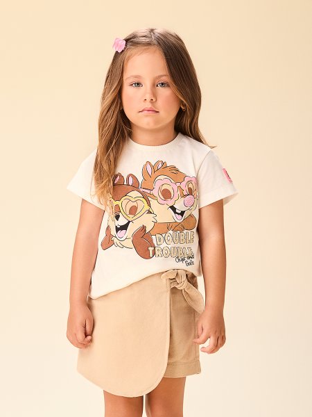 Blusa Infantil Menina Chip and Dale Double Trouble com Strass Momi