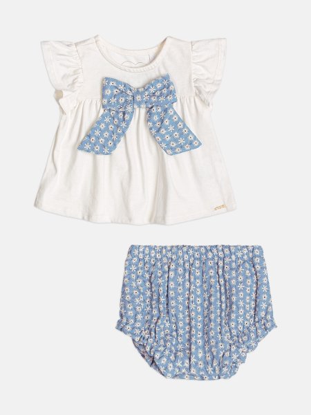 Conjunto Infantil Menina de Chambray com Laço Momi