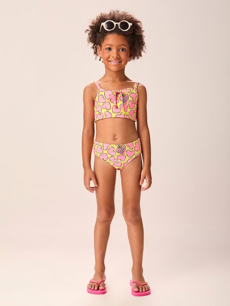 Biquíni Infantil Menina Heart Fruits com Amarração e Proteção UV Momi