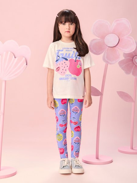 Conjunto Infantil Menina Lilás Maliblue de Selinhos Neon com Strass Momi