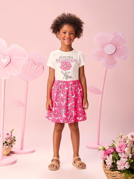 Conjunto Infantil Menina Neon Flowers com Strass Momi