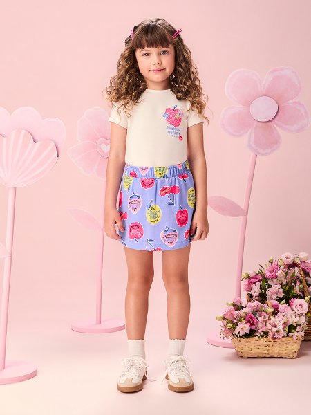 Conjunto Infantil Menina Lilás Maliblue de Selinhos com Strass Momi