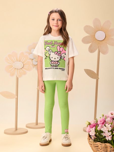 Conjunto Infantil Menina Verde Matcha da Hello Kitty and Friends com Strass Momi