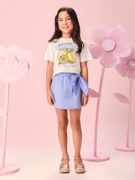 Conjunto Infantil Menina Lemonade com Strass e Máxi Laço Momi