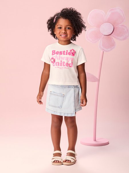 Blusa Infantil Menina Pink com Flores de Crochê Momi