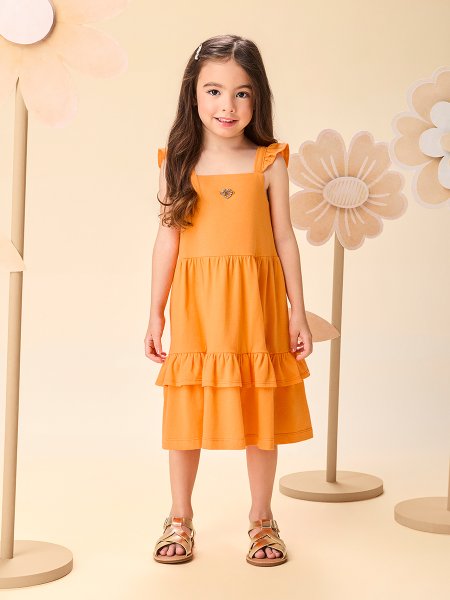 Vestido Infantil Menina Laraja com Babados Franzidos Momi