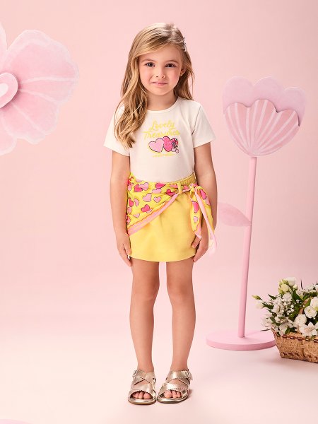 Conjunto Infantil Menina Amarelo Citrus com Lenço Transpassado Momi