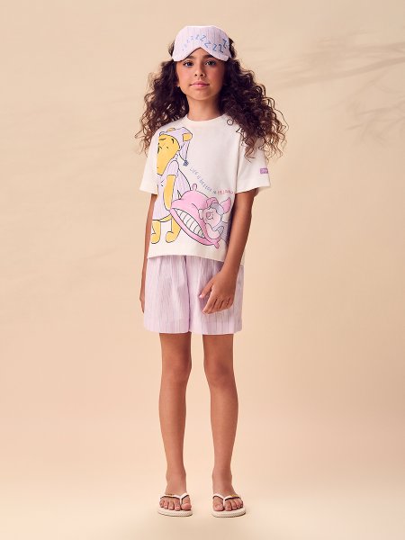 Pijama Infantil Menina Disney Pooh com Máscara de Presente Animê