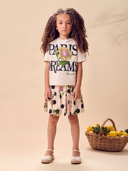 Conjunto Infantil Menina Animê Paris Dreams de Poá e Flores com Stras
