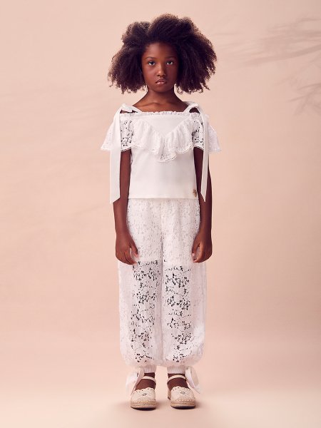 Conjunto Blusa E Calça Com Renda Animê Kids