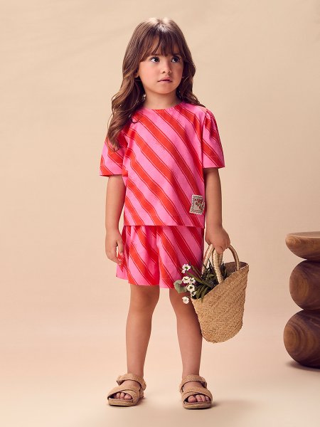 Conjunto Infantil Menina Animê com Listras Color Fun