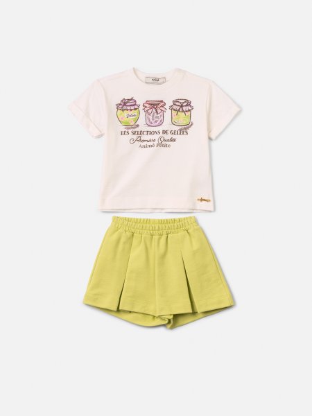 Conjunto Blusa Geleais Anime Petite E Shorts Em Moleton Com Pregas