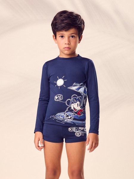 Camiseta Infantil com Proteção Solar Disney Mickey na Praia Youccie