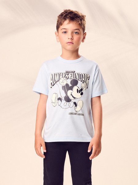 Camiseta Infantil Menino Disney Mickey Classic Azul Youccie