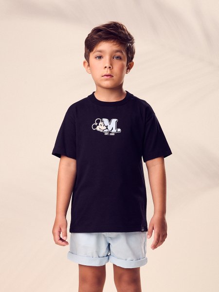 Camiseta Infantil Menino Disney Mickey Mouse Inicial Youccie