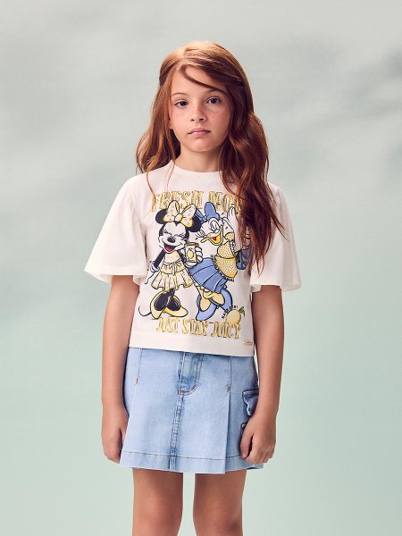 Blusa Infantil Menina Disney Minnie e Daisy com Strass Animê