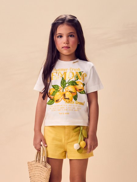 Blusa Infantil Menina Animê Lemons Bordado com Lantejoula