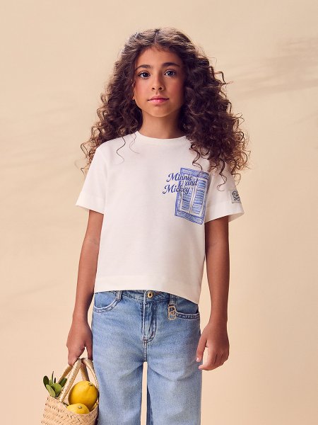 Blusa Infantil Menina Disney Mickey e Minnie Aquarela da Animê