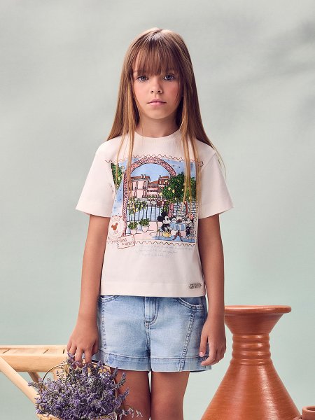 Blusa Infantil Menina Animê Disney Mickey e Minnie em Paris