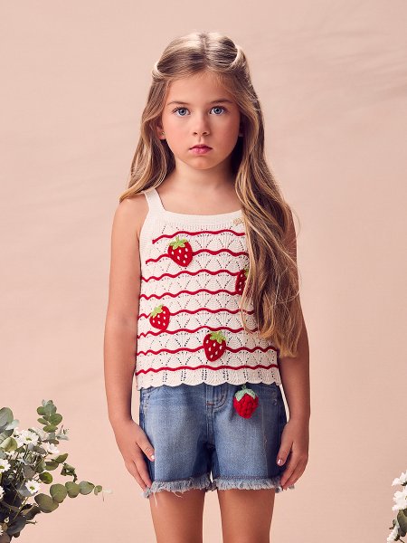 Blusa Trico Morangos Anime Kids