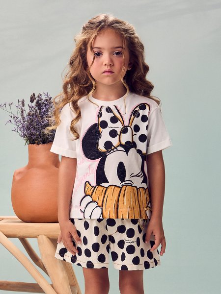 Blusa Infantil Menina Animê Disney Minnie Croassant Animê