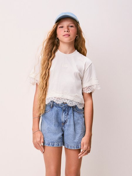 Cropped Feminino com Renda Off White da Authoria