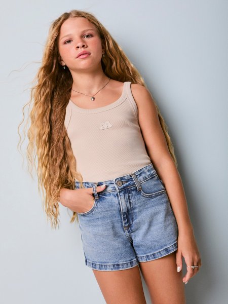 Top Feminino Authoria Ribana de Ribada Bege com Patch