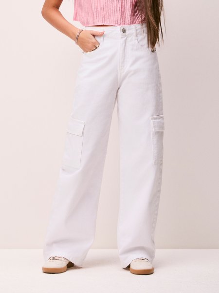 Calça Feminina em Sarja Wide Cargo Authoria