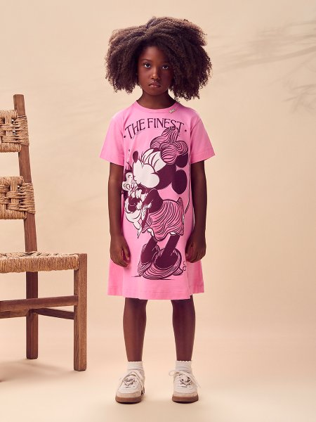 Vestido Infantil Menina Animê Disney da Minnie Mouse e Gatinho