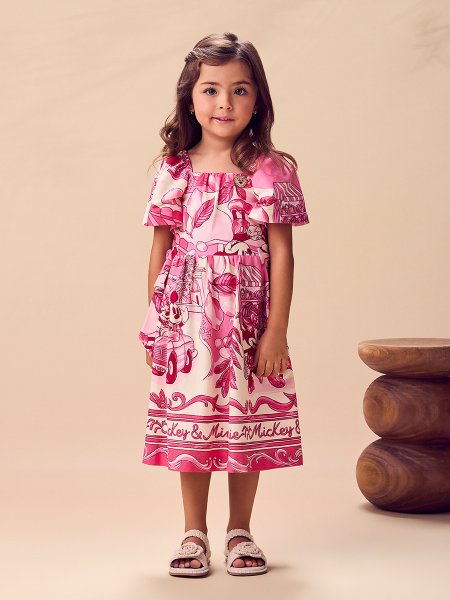 Vestido Barrado Minnie Mickey Disney Petite