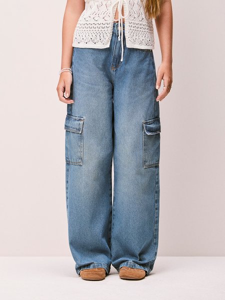 Calça Jeans Feminina Wide Cargo Authoria