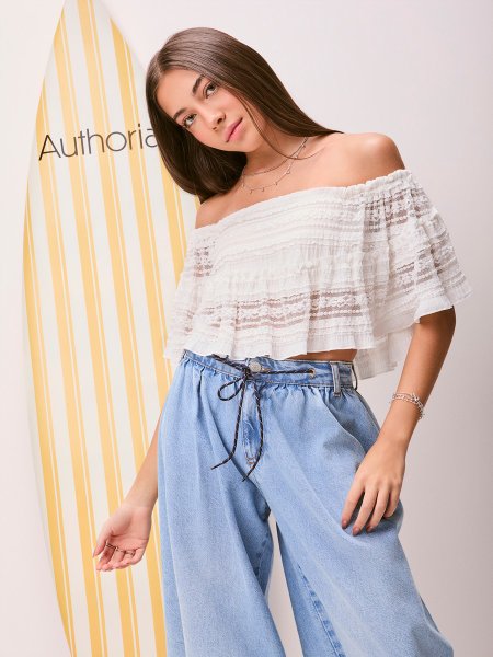 Bata Feminina Ombro a Ombro de Renda Authoria