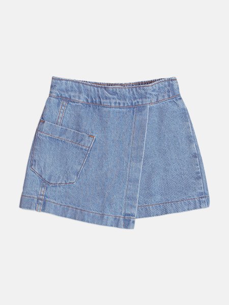 Shorts Saia Infantil Menina Jeans Assimétrica com Bolso Momi