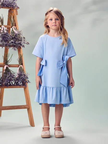 Vestido Infantil Menina com Babados e Laços Animê